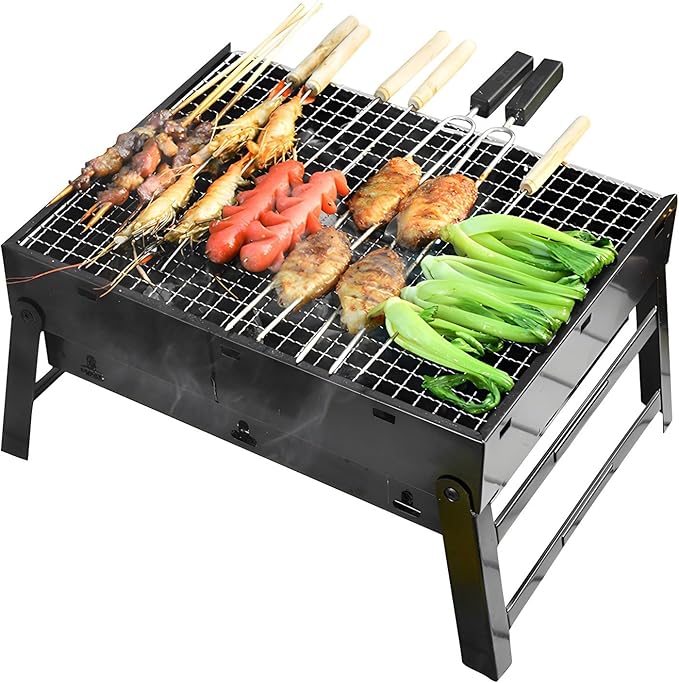 BBQ Charcoal Grill, Barbecue Grills Folding Portable Lightweight Small Barbecue Grill Tools For Outdoor Grilling Cooking Camping Hiking Picnics Tailgating Backpacking Party Father's Day Gift