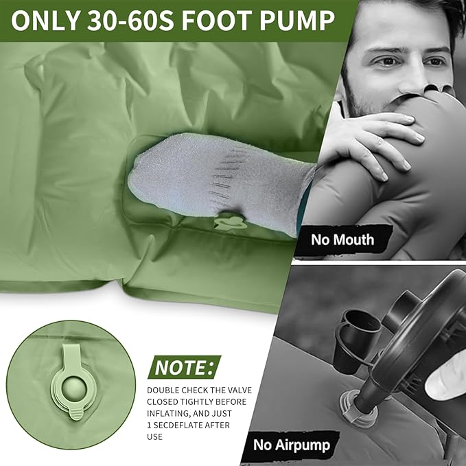 SEVNPRIME 78in x 29in x 5in Camping Sleeping Pad, Upgraded Durable Waterproof Compact Traveling Air Mattress, Built-in Foot Pump, Ultralight Inflatable Sleeping Mat for Backpacking, Hiking