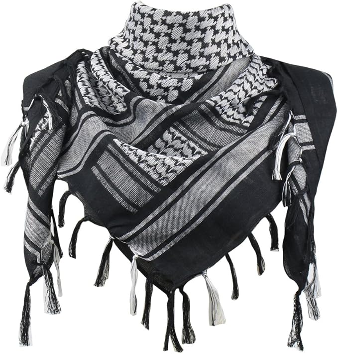 Explore Land Cotton Shemagh Keffiyeh Tactical Desert Scarf Neck Head Wrap with Tassel for Men Women
