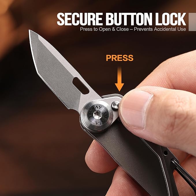 TACRAY Vinto 5-in-1 Titanium Small Pocket Knife – Ultra-Light Mini EDC Multitool Utility Knife with Folding Blade, Seatbelt Cutter, Bottle Opener & Screwdriver, Compact Everyday Carry