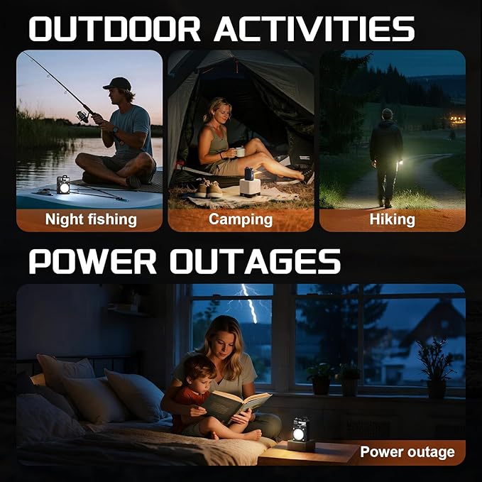 Portable Camping Light, 3500LM Adjustable LED Camping Lantern Rechargeable with 2.5-15H Runtime&Screen, Alloy Waterproof Flashlight for Power Outages, Emergency, Hurricane(2-Pack Black)