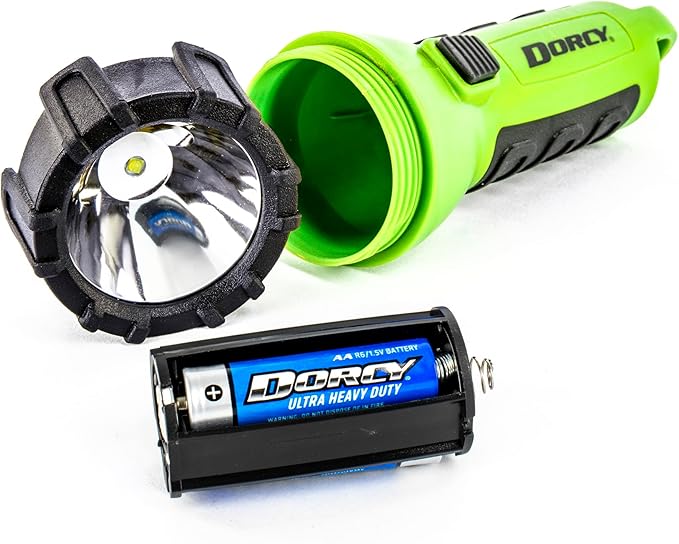 Dorcy 150 Lumen Floating Water Resistant LED Flashlight with Carabineer Clip, Neon Green (41-2513)