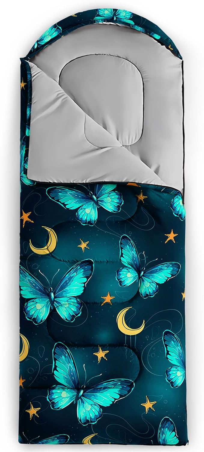 QOOMO Axolotl Cute Camping Sleeping Bags,3 Season Warm & Cool Weather,Lightweight,Waterproof Sleeping Bags for Adults & Kids,Traveling,and Outdoors
