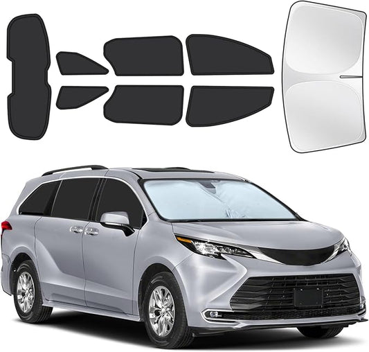 for Toyota Sienna 2021-2025 Car Window Shades, 8pcs Privacy Sun Shade Set for Front Windshield Side and Rear Windows, Full Window Covers Keeps Vehicle Cool for Camping Napping