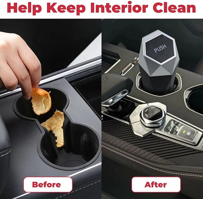 BFXM Car Trash Can with Lid, Garbage Bin for Women, Cute Interior Accessories for Seat Cup Holder, Organization Car Must Haves Essentials Mini Trash Can with Garbage Bag