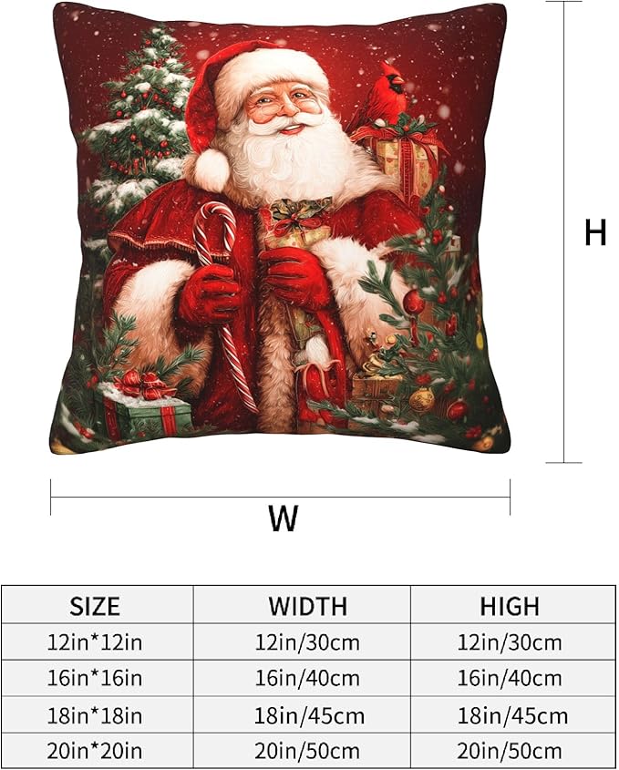 Santa Claus Throw Pillow Covers 18 X 18 Inch Set of 4 Decorative Cushion Cover Home Decor for Sofa Chair Couch Bedroom Living Room