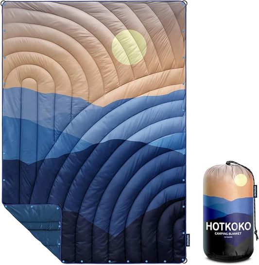 Camping Blanket,Lightweight Puffy Printed Camping Blanket Packable Outdoor Blanket for Camping,Traveling, Stadium, Hiking, Picnics