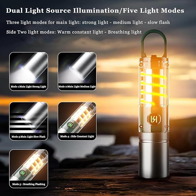 Rechargeable Flashlights High Lumens，Super Bright High Lumens Led Flashlights，6 Modes Zoomable Linternas，Small Flashlights Powerful，Suitable for Hiking Camping and Family Emergencies