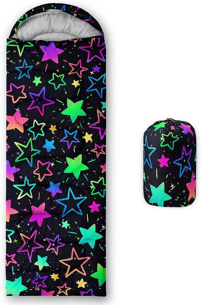 QOOMO Axolotl Cute Camping Sleeping Bags,3 Season Warm & Cool Weather,Lightweight,Waterproof Sleeping Bags for Adults & Kids,Traveling,and Outdoors