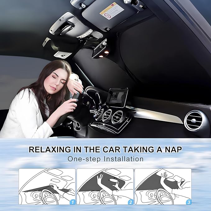 T TGBROS Windshield Sun Shade Custom Fit for 2020-2023 2024 2025 Hyundai Palisade Accessories Foldable Sun Shield Reflective Polyester Sun Visor Cover Block Heat and Sun Protection