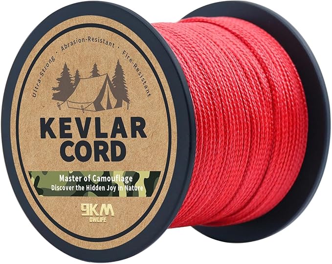 9KM DWLIFE Red Kevlar Cord – Ultra-Strong, Lightweight & Abrasion-Proof Survival Rope for Camping, Tactical Gear, Hammock Ridgeline, Trip Wire