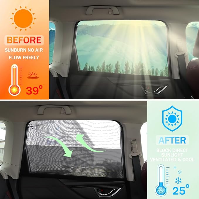 100% Protection from Bugs Compatible with Subaru Forester 2013-2024 Shade Breathable Mesh Car Curtains Door/Window Net Car Window Screens for Camping-2PCS