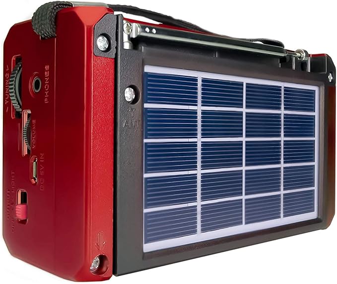 QFX R-37 (AM, FM, SW1) 6-Band Solar Powered Radio with Bluetooth, LED Flashlight, USB & Micro SD Ports