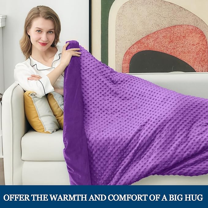 yescool Weighted Blanket for Adults (15 lbs, 60" x 80", Violet) Heavy Blanket for Sleeping Perfect for 140-160 lbs, Queen Size Breathable Blanket with Premium Glass Bead, Machine Washable
