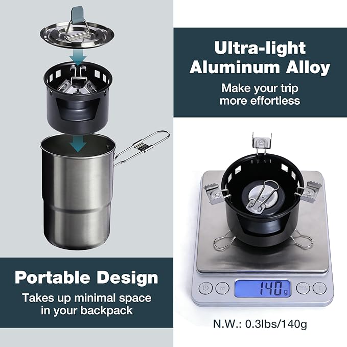 REDCAMP 2 In 1 Mini Alcohol Stove for Backpacking, Ultralight Alcohol Burner with Foldable Stands Brackets, Portable Tiny Spirit Burner for Outdoor Camping Hiking Survival Emergency