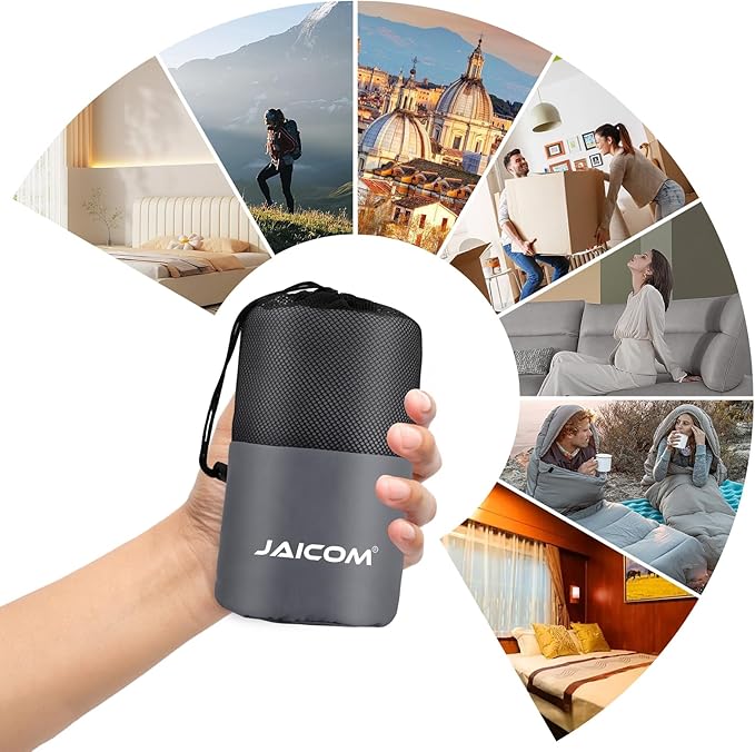JAICOM Sleeping Bag Liner, Travel Sheets & Adult Sleep Sack, Ultralight and Portable Summer Sleeping Bag - Ideal for Backpacking, Hotels and Hostels, Business Trips, Camping