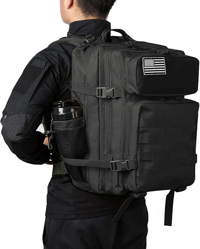 QT&QY 25L/45L Military Tactical Backpack For Men Molle Daypack 3 Day Bug Out Bag Hiking Rucksack With Bottle Holder