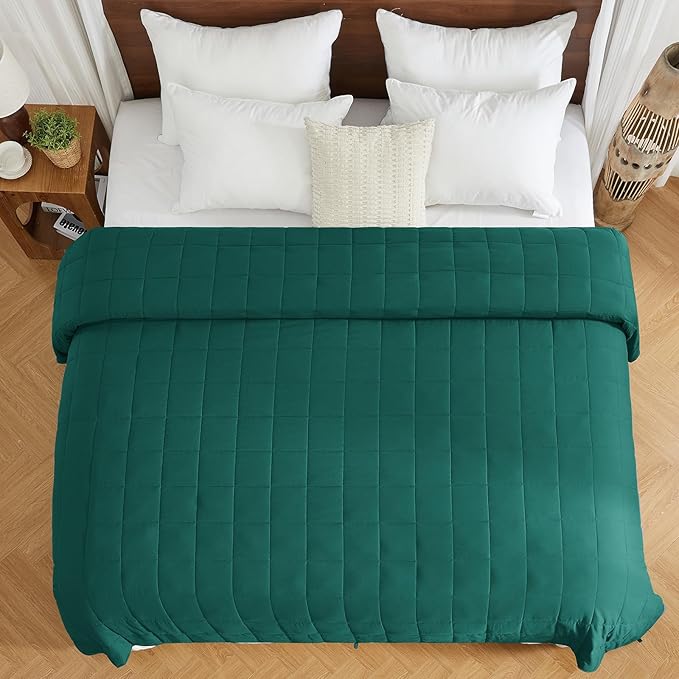 King Size Weighted Blanket for Adults (20 lbs, 80” x 87”, Dark Green) Cooling Heavy Blanket for Sleeping Perfect for 190-210 lbs, Breathable Blanket for Adults & Couple All Season, Machine Washable