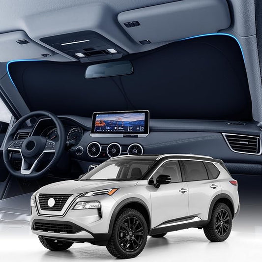 Zanch Custom Windshield Sun Shade for Nissan Rogue 2021-2026, 7-Layer UV & Heat Block, 3D Laser Scanned, Interior Protection, Keep Car Cooler, Foldable SUV Accessories