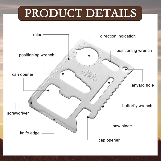 10 Pcs Faithful Father 11 in 1 Stainless Steel Credit Card Multitool Father's Day Gifts Survival Wallet Tool Bible Verse Joshua 24: 15 Pocket Tool Set for Men Church Prizes Party Favor