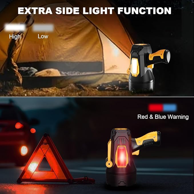 MIXILIN Rechargeable Spotlight 2,000,000 Lumens, Super Bright LED Spotlight Flashlight Outdoor with COB Light & Foldable Tripod, 10000ɱAh Long Lasting Large Handheld Spot Light for Boating Camping