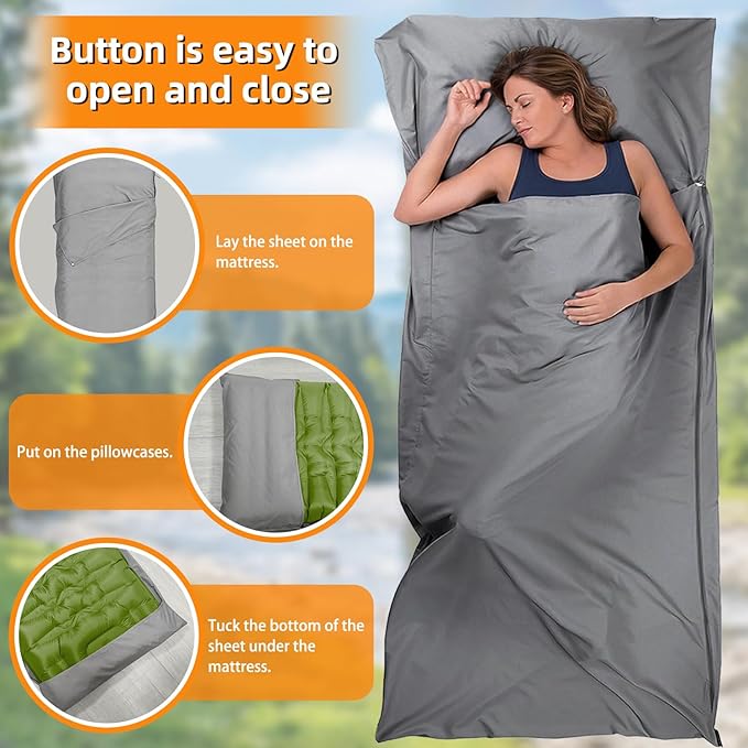 Camping Sleeping Pad, Extra Thick 5.1 Inch Self Inflating Camping Pads with Ultralight Sleeping Bag Liner, Camping Mat with Pillow & Foot Pump for Outdoor Hiking, Backpacking, Travel (Green)