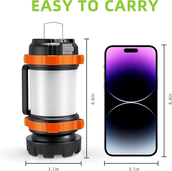 AlpsWolf Camping Lantern Rechargeable , Alpswolf Camping Flashlight 4000 Capacity, 6 Modes, IPX4 Waterproof, Led Lantern Camping, Hiking, Outdoor Recreations (1pack-Orange)