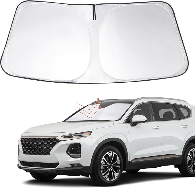 Windshield Sun Shade Custom Fit 2019 2020 2021 2022 2023 Hyundai Santa Fe Accessories Foldable Sunshade Sun Blocker Front Window Shades Covers Keep Car Cooler