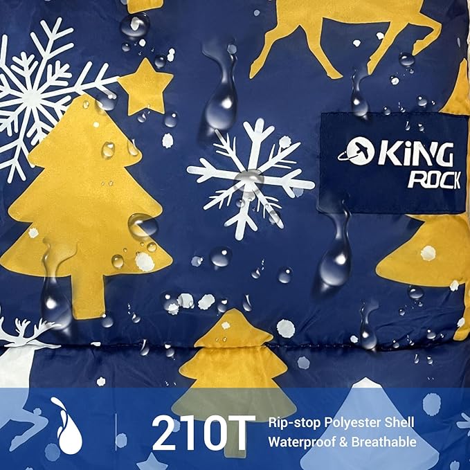 KINGROCK Christmas Sleeping Bag for Adults, Backpacking Sleeping Bag – Walkable with Arm Zippers, Waterproof and Warm to 23°F, Compact for Camping, Stadiums and Travel (Color: Christmas)