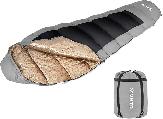 Sleeping Bag for Adults All Season 0 Degree,Cotton Canvas with YKK Zipper Compact Backpacking Mummy Camping Sleeping Bag