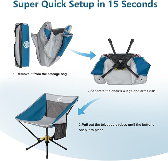 ADSMART Portable Camping Chair Lightweight Folding Chair for Camping - Outdoor Chair Supports 300 Lbs - Camp Chair Outdoor Adventures