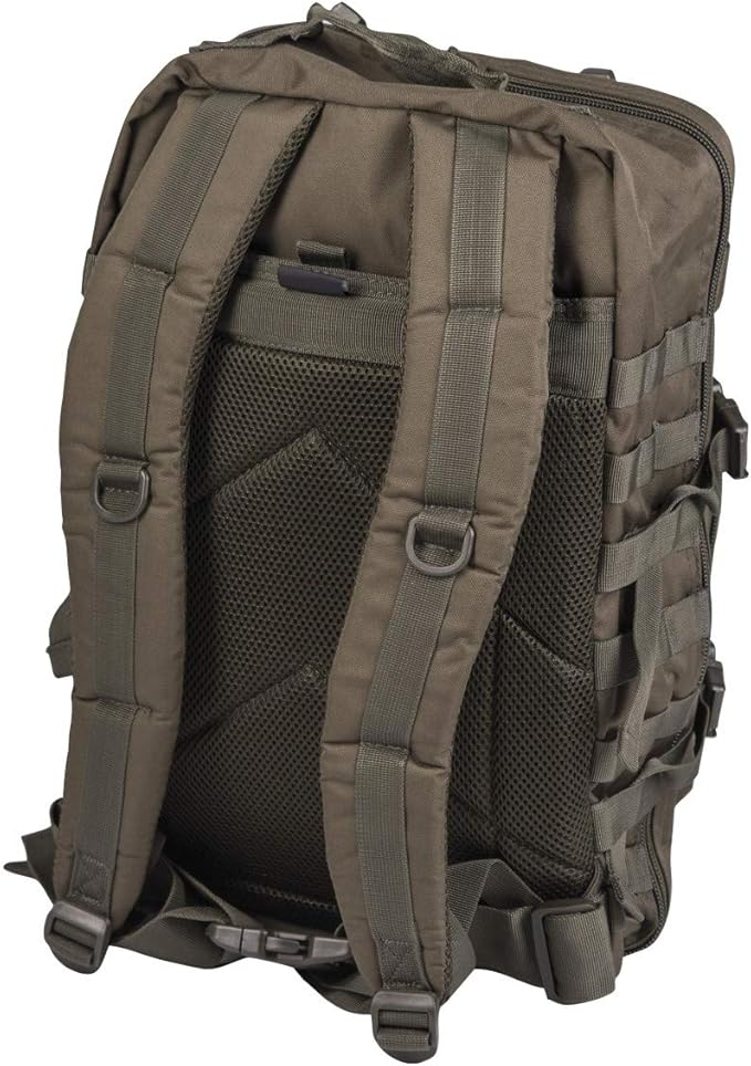 Mil-Tec Unisex Assault Pack - Rugged Durable Lightweight Ergonomic Versatile Tactical Outdoor Camping Hiking Backpack with Adjustable Padded Shoulder Straps & MOLLE Loops, Olive Drab, 36L