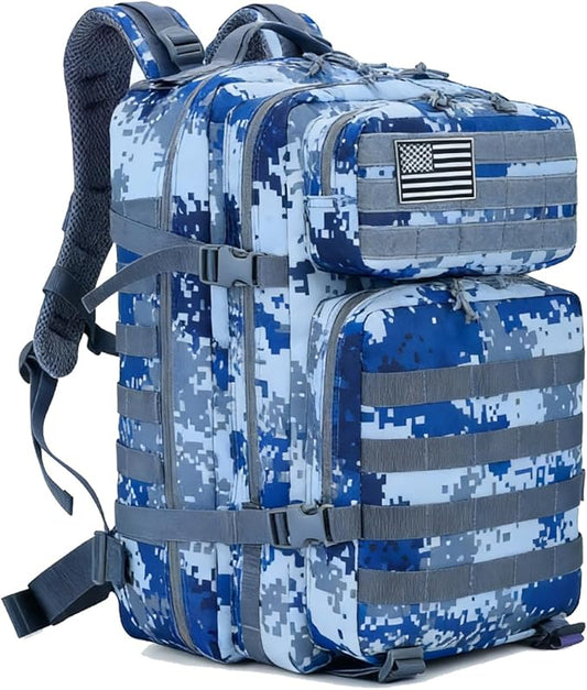 45L Military Tactical Backpack for Men & Women Bug Out Bag Assault pack Molle Daypack Hiking Trekking Rucksack(Navy Digital)