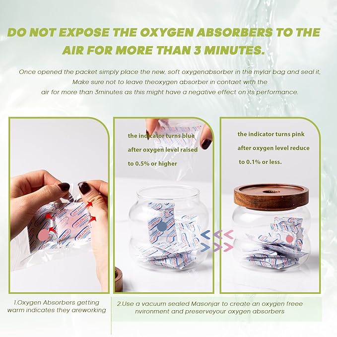 60pcs 1 Quart Mylar Bags for Food Storage with Oxygen Absorbers 400cc and Labels, Extra Thick 10 Mil - 7x10 Inch Zipper Pouches Resealable for Long Term Food Container Sets - Heat Sealable