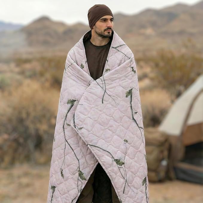 LOOGU Camo Blanket Waterproof Insulation Poncho Liner for Outdoor Camping, Hiking, Hunting, Survival, Backpacking, Picnicking