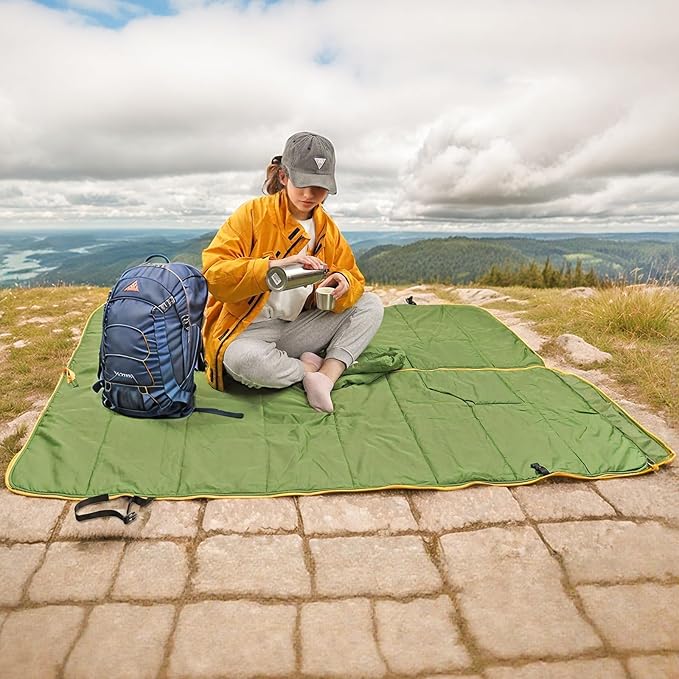 Camping Blanket Poncho, Large Wearable Blankets, 75 x 55 inch Cape, Windproof & Water-Repellent, Portable & Warm, for Outdoor, Sports, Travel, Car