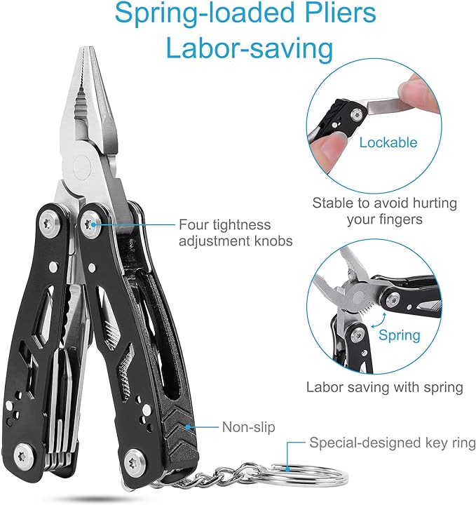 2PCS Bovgero Mini Multitool Pliers 15 in 1, Handmade Multi Tool Plier, Premium Keychain Multitool, Small Multi-tool, Birthday Fathers Day Gift for Men Him Husband Boyfriend Father Handyman