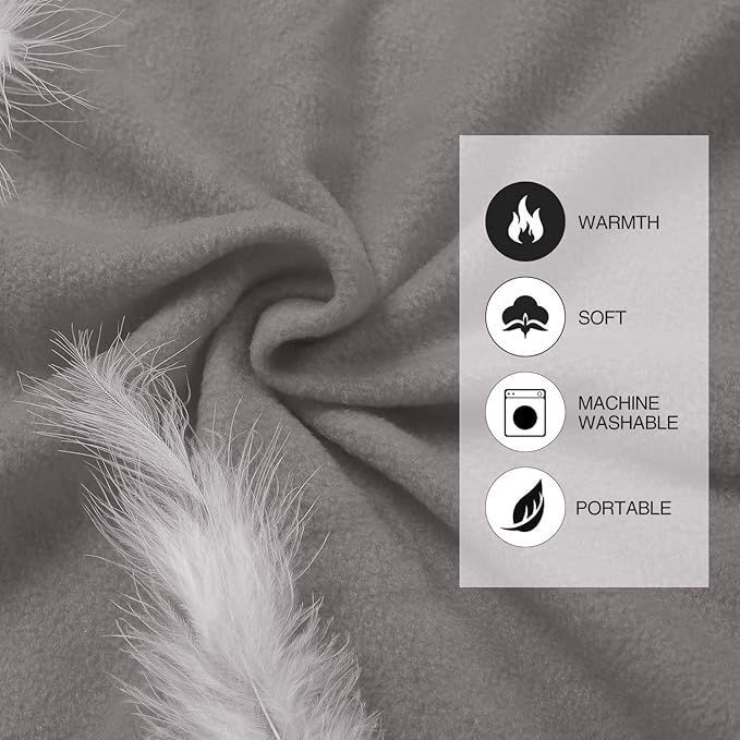 REDCAMP Fleece Sleeping Bag Liner for Adult Warm or Cold Weather, Long Full Sized Zipper Camping Blanket for Outdoor Indoor Used with Sack, Grey 75"
