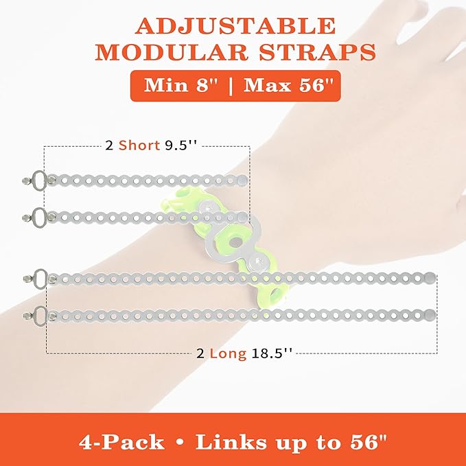 Modular Straps (4-Pack), Flexible Multi-Tool, Gear Strap for Outdoor Adventure, Survival, Camping, Travel, EDC