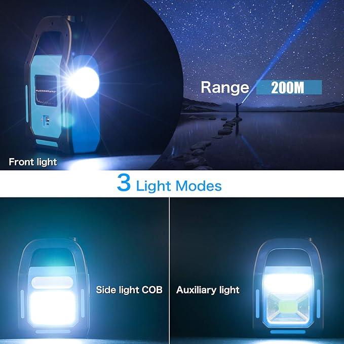 4 Pack 3 in 1 Solar USB Rechargeable Brightest COB LED Camping Lantern, Waterproof Emergency Flashlight LED Light