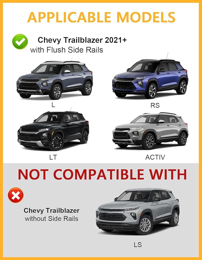 Tuyoung 300lbs All Aluminum Roof Rack Cross Bars Compatible with Chevy Chevrolet Trailblazer 2021 2022 2023 2024 2025 2026 L LT ACTIV RS, Lockable Heavy Duty Roof Rails Crossbars Cargo Luggage Kayak