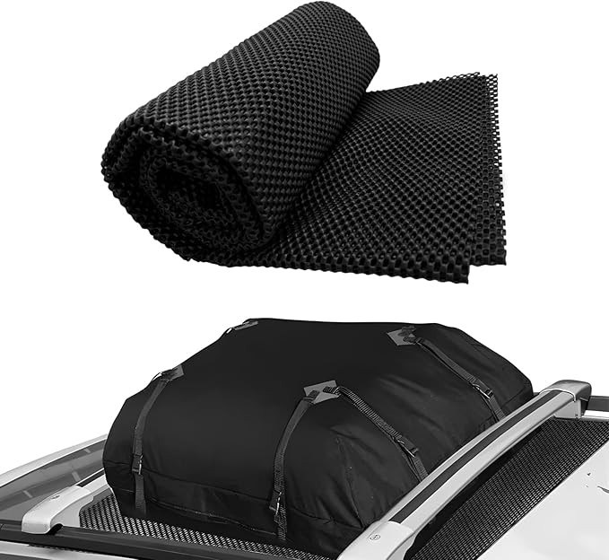 Anti-Slip Mat for Car Roof, 47"×39" Anti-Scratch Cuttable Car Rooftop Cargo Bag Protective Mat, Multifunctional Waterproof Auto Roof Top Rack Carpet Pad for Most Vehicles (Black)