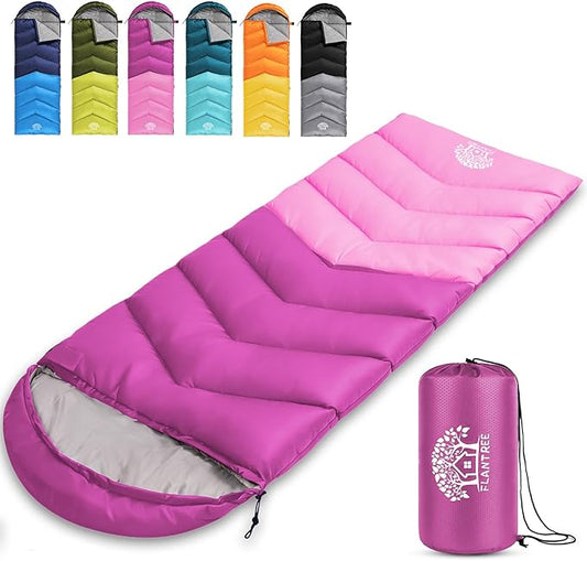 Sleeping Bag 4 Seasons Adults & Kids for Camping Hiking Trips Warm Cool Weather,Lightweight and Waterproof with Compression Bag,Indoors Outdoors Activities