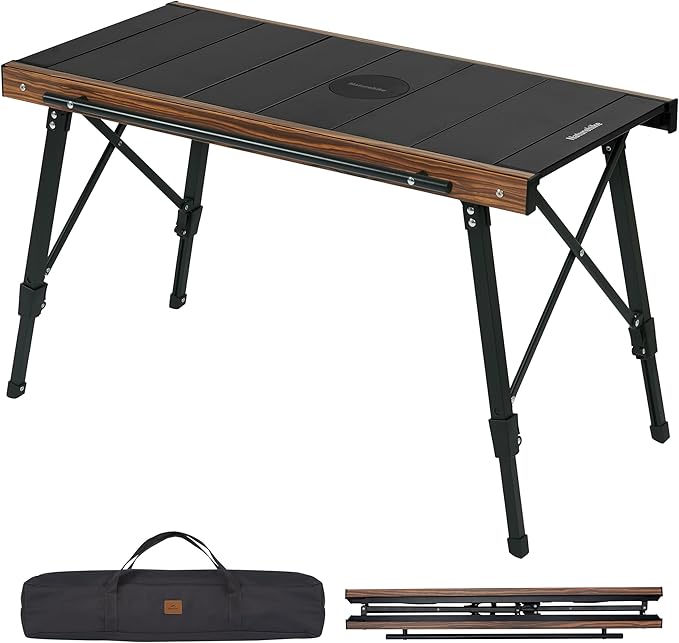 Naturehike Upgraded IGT Camping Table, Height Adjustable IGT Cook System, Folding Portable Camp Table for Outdoor Picnic Car RV Trip Patio Backyard BBQ