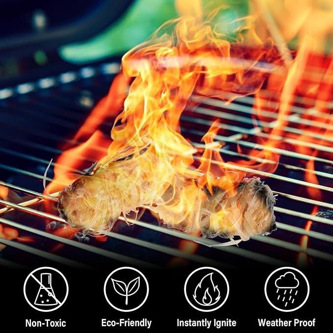 HGD Natural Fire Starters (64 Pcs) - Waterproof & Odorless Charcoal Starters for Fireplace, Campfire, BBQ, Grill, Fire Pit, Wood & Pellet Stove, Chimney, Pizza Oven & Smoker - Indoor & Outdoor Use