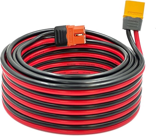 XT60 Male to Female Cable - 12AWG Solar Charging Cable Extension - Compatible with EcoFlow Portable Power Station & Solar Generator (20FT)