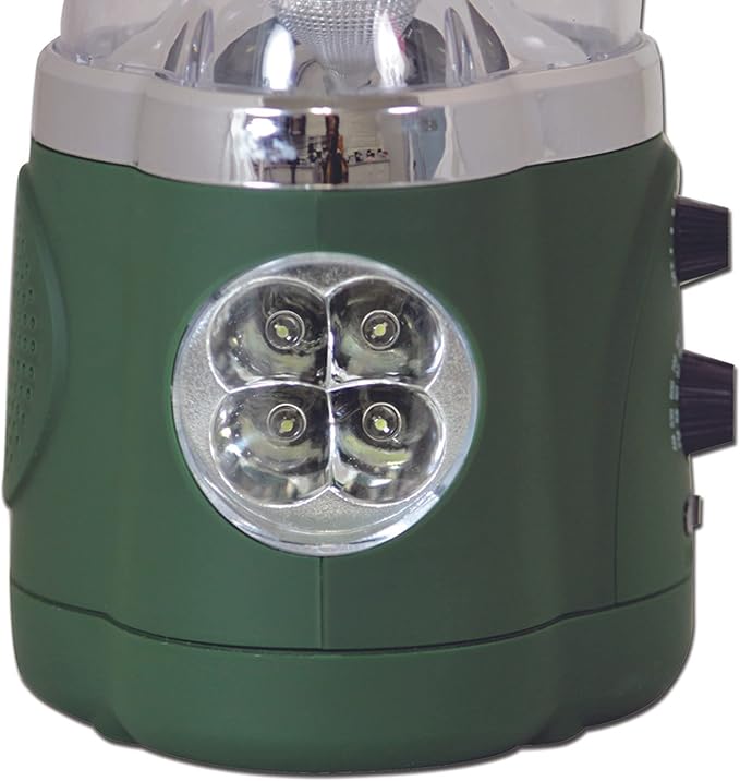 NORTHPOINT 190485 12-LED Lantern with 4-LED Flashlight & AM/FM Radio (Green)
