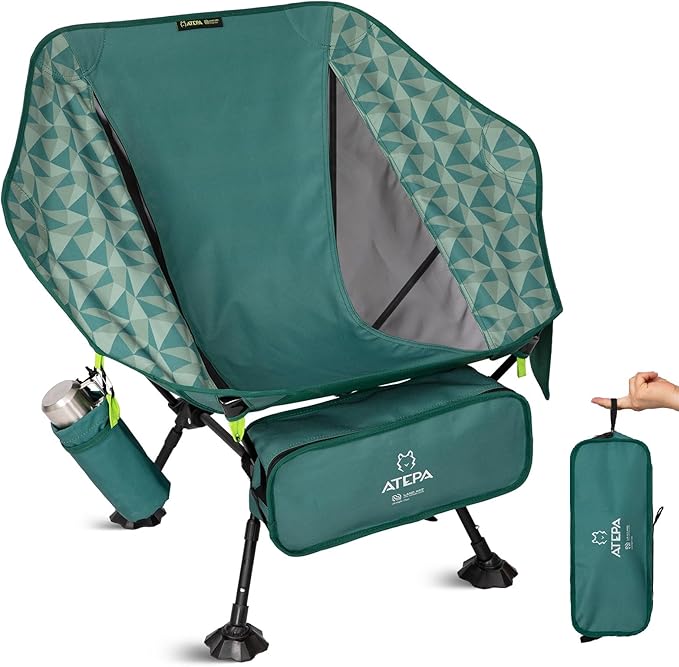 ATEPA UFO3.0 Ultralight Backpacking Chair, 330 lbs Heavy-Duty Aerospace Aluminum Folding Camp Chair with Hexagon Ergonomic Seat Anti-Sink Feet, Compact Portable Outdoor Gear for Hiking Fishing, Green