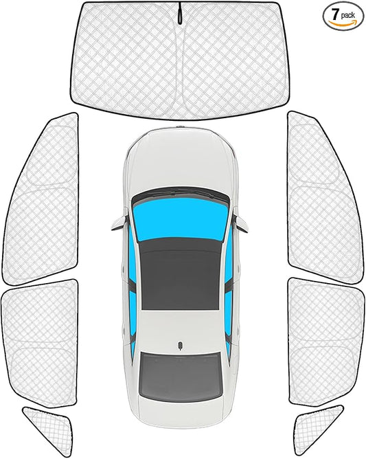 KMF 7pcs Sun Shades for Volkswagen Jetta 2019-2025 Accessories, Custom Fit VW Jetta Windshield Sunshade Car Window Covers for Side Rear, UV Block and Blackout Privacy for Camping
