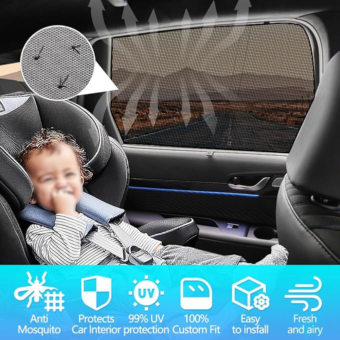 BWEN Car Window Shades for Hyundai Palisade 2020-2025 Magnetic Window Curtain with Breathable Mesh Blocking 99% Sun Glare and Heat Keep Vehicle Cool for Sleepping, Camping (4PCS)